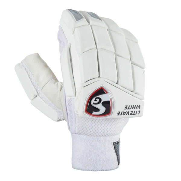 SG Litevate White Batting Gloves - Right Hand - Cricket Gloves - Wiz Sports