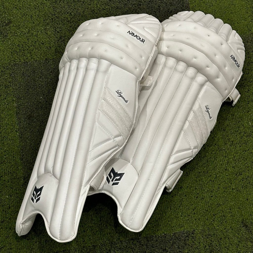 Armour Cricket Legends (Top of the line) Batting Leg Guard with Gel Tech - Players Grade - Cricket Leg Guards - Wiz Sports