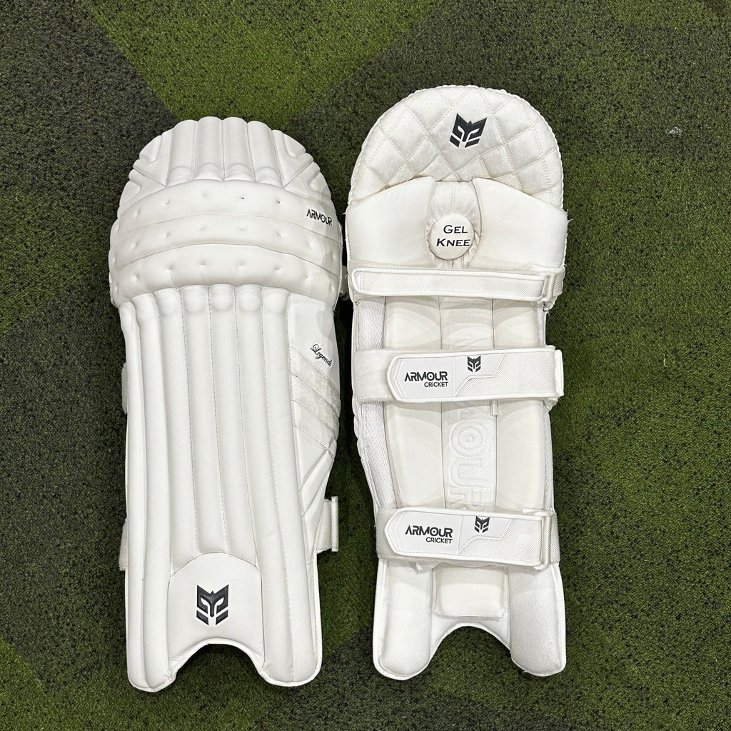 Armour Cricket Legends (Top of the line) Batting Leg Guard with Gel Tech - Players Grade - Cricket Leg Guards - Wiz Sports