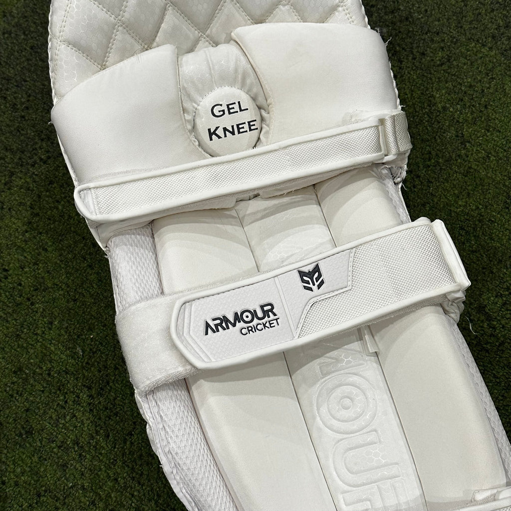 Armour Cricket Legends (Top of the line) Batting Leg Guard with Gel Tech - Players Grade - Cricket Leg Guards - Wiz Sports