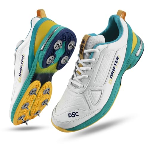 DSC Drifter Cricket Shoes - Cyan (2024) - Metal Spikes - Cricket Shoes - Wiz Sports