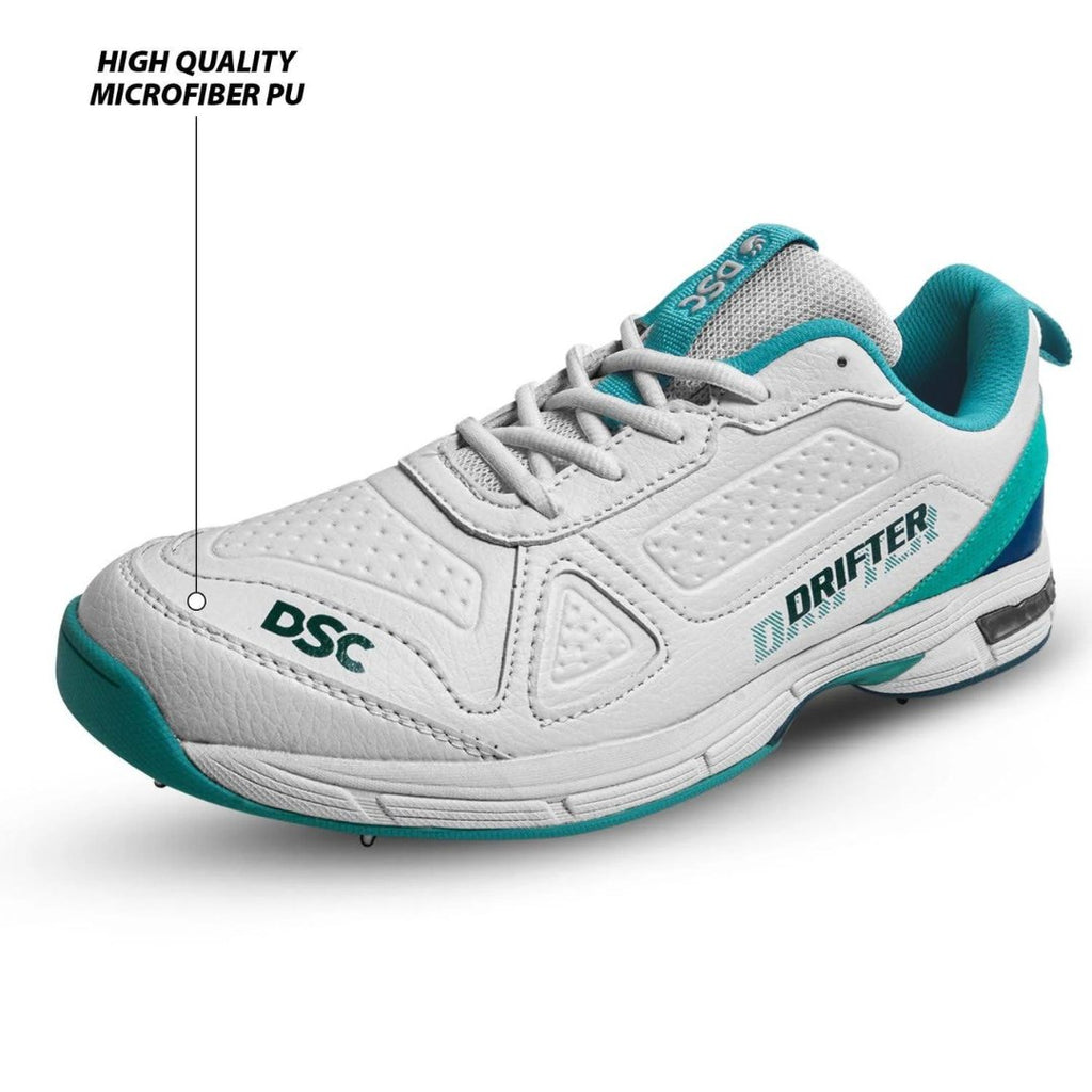 DSC Drifter Cricket Shoes - Cyan (2024) - Metal Spikes - Cricket Shoes - Wiz Sports