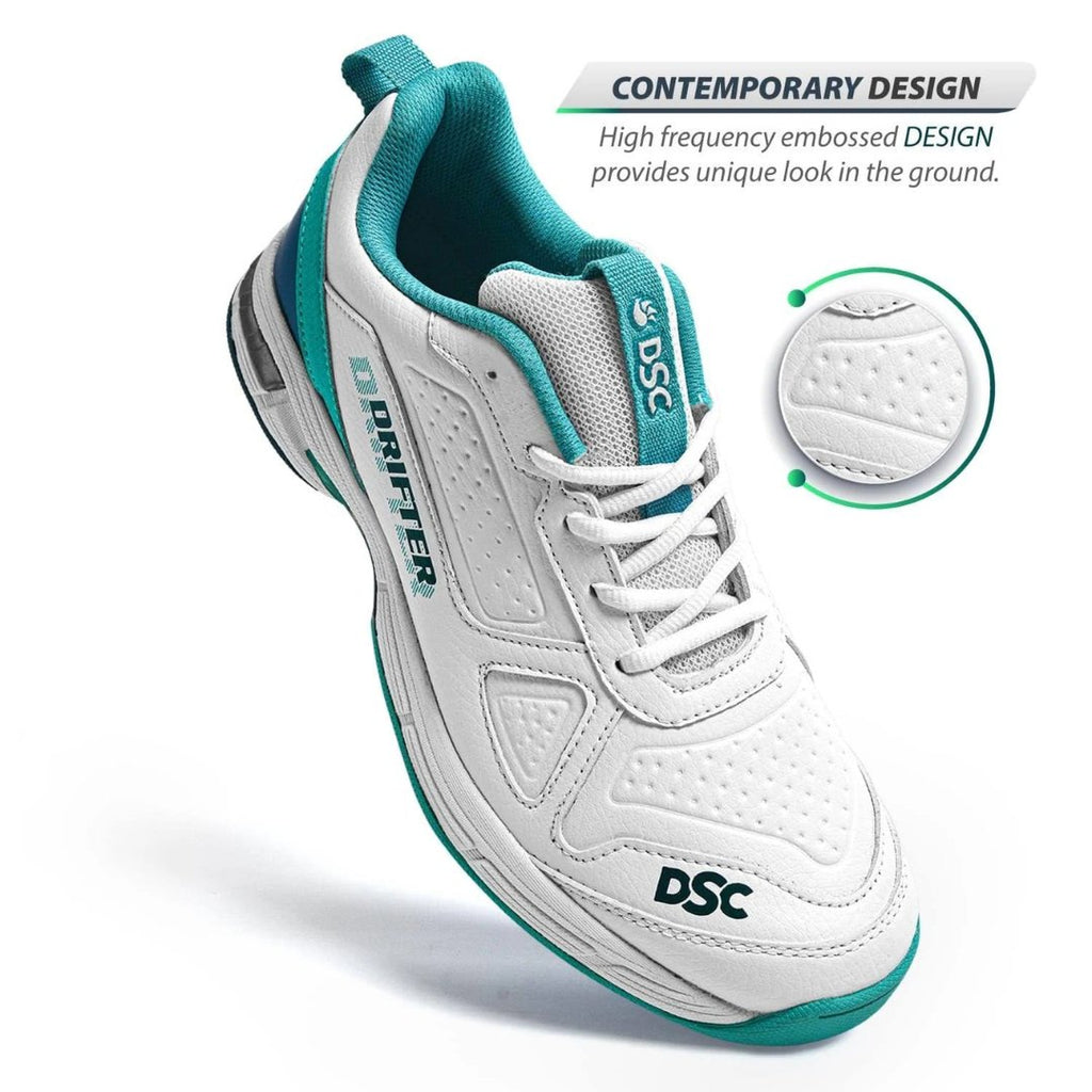 DSC Drifter Cricket Shoes - Cyan (2024) - Metal Spikes - Cricket Shoes - Wiz Sports