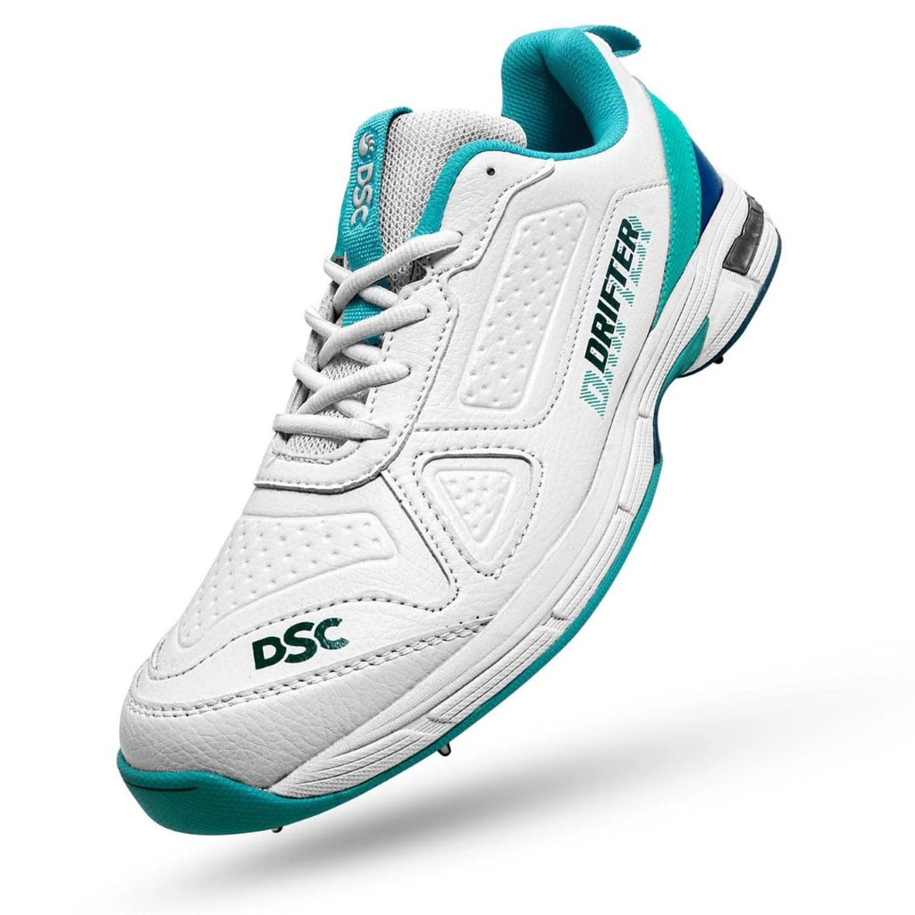 DSC Drifter Cricket Shoes - Cyan (2024) - Metal Spikes - Cricket Shoes - Wiz Sports