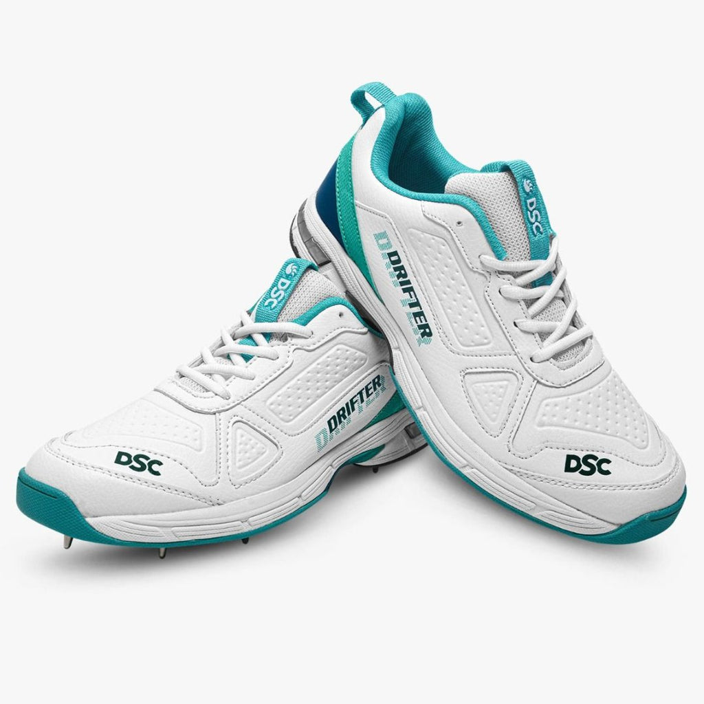 DSC Drifter Cricket Shoes - Cyan (2024) - Metal Spikes - Cricket Shoes - Wiz Sports