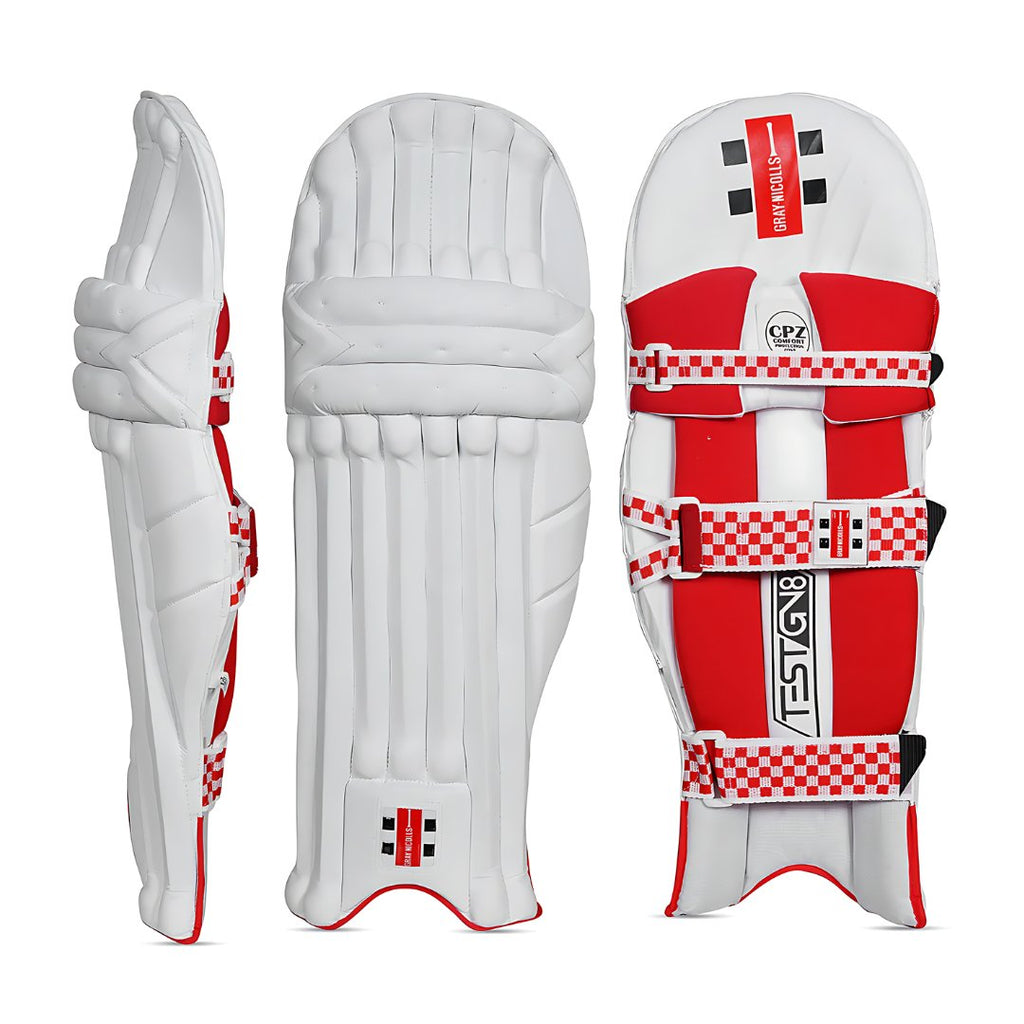 Gray - Nicolls 8 Test Batting Pads (Blue, Black & White) - Cricket Leg Guards - Wiz Sports