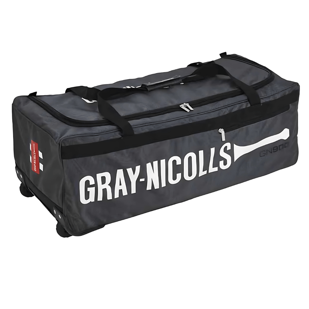 Gray - Nicolls 900 – WheelIE Cricket Kit Bag (Silver) - Cricket Kit Bag - Wiz Sports