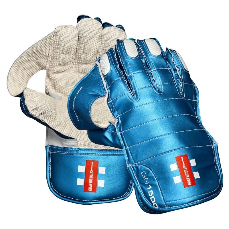 Gray - Nicolls GN 1500 Adults Wicket Keeping Gloves – Exceptional Grip & Protection - Wicket Keeping Gloves - Wiz Sports