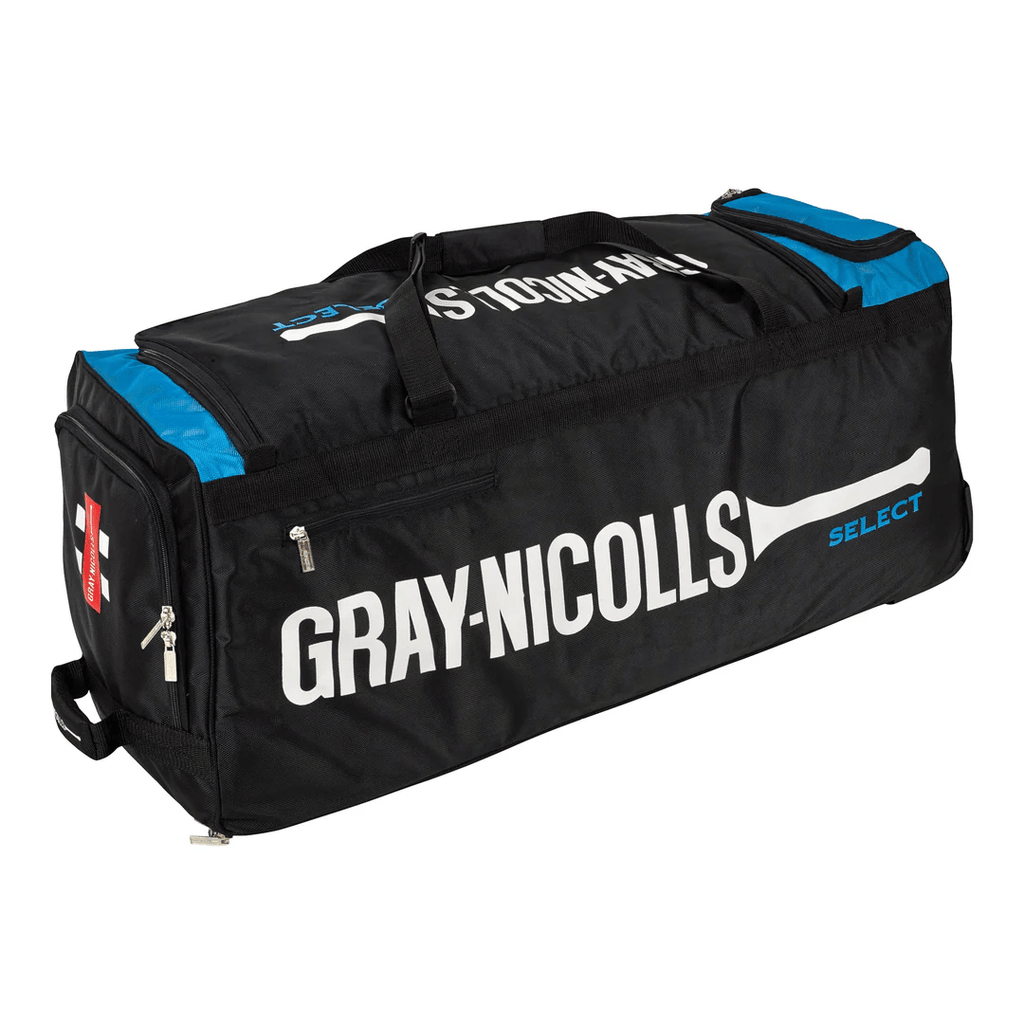 Gray - Nicolls Select Wheel Cricket Bag – Spacious Cricket Kit Bag with Wheels - Cricket Kit Bag - Wiz Sports