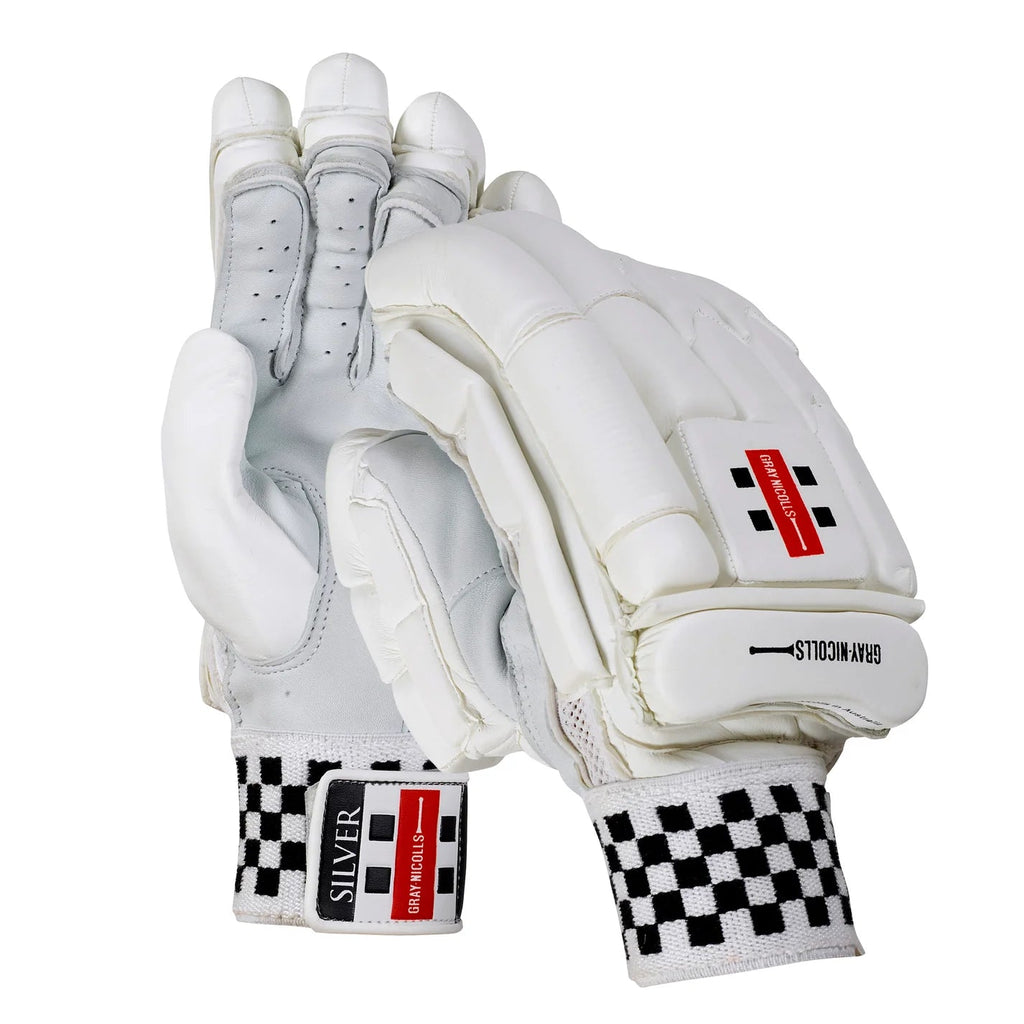 GRAY - NICOLLS Silver - BATTING GLOVES - Cricket Gloves - Wiz Sports