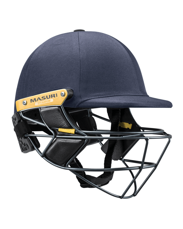 Masuri E Line Titanium with neck guard Cricket Helmet - Senior 2026 edition - Cricket Helmets - Wiz Sports