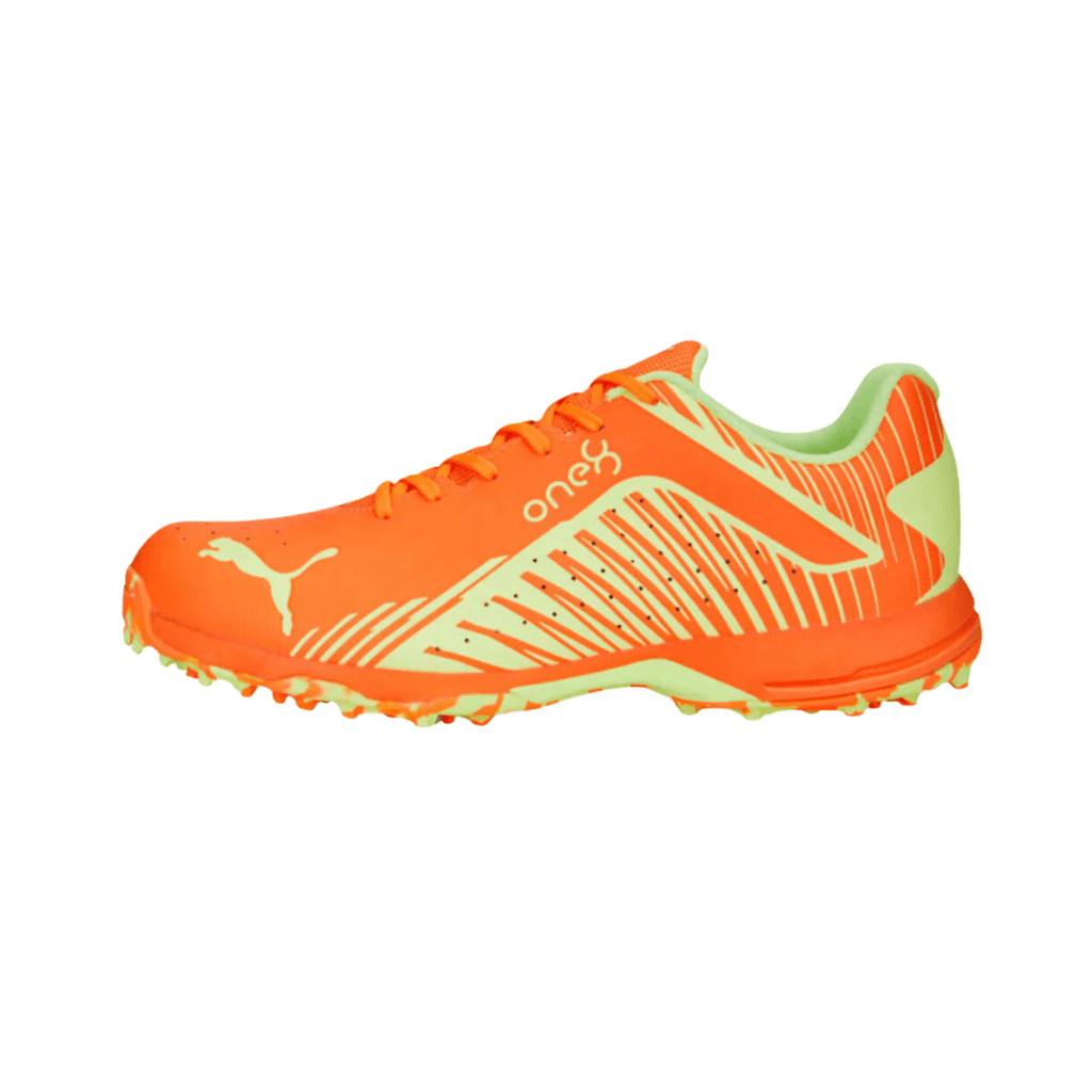 PUMA 22 FH Rubber Unisex Cricket Shoes - PUMA Ultra Orange - Fast Yellow - Cricket Shoes - Wiz Sports