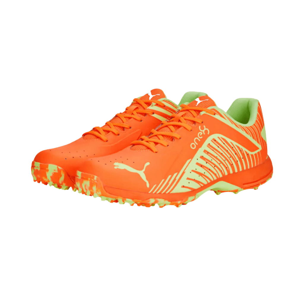 PUMA 22 FH Rubber Unisex Cricket Shoes - PUMA Ultra Orange - Fast Yellow - Cricket Shoes - Wiz Sports