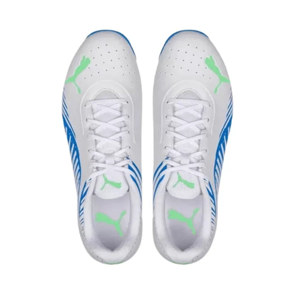 PUMA 22 FH Rubber Unisex Cricket Shoes - Puma White - Bluemazing Neon - Cricket Shoes - Wiz Sports