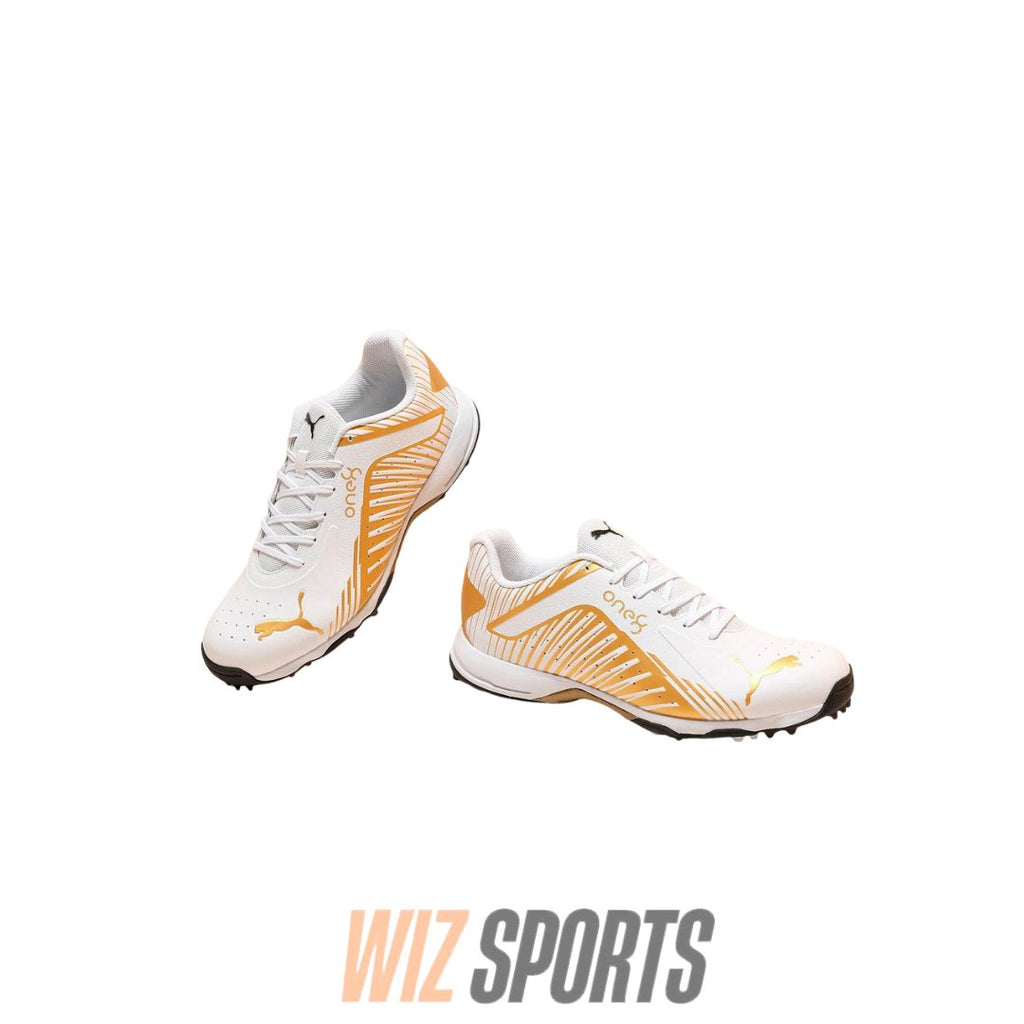 PUMA 22 FH White Gold Rubber Men's Cricket Shoes - Shoes - Wiz Sports