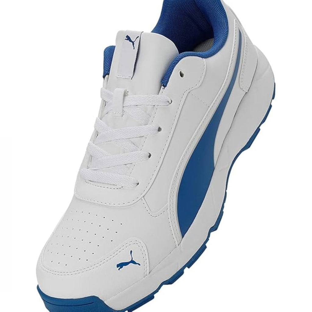 PUMA ClassiCat Puma White - Team Royal - Puma Silver Rubber Spikes Cricket Shoes - Shoes - Wiz Sports