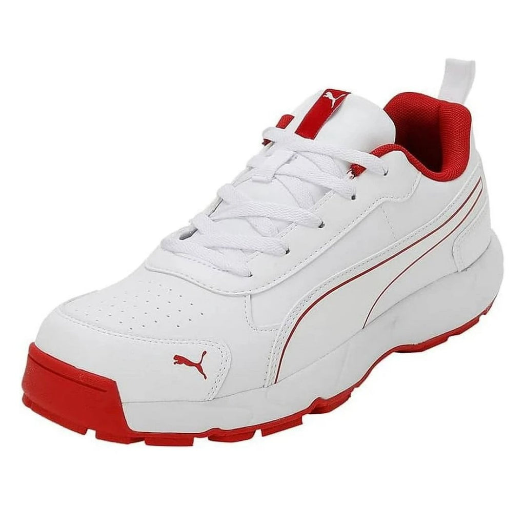 PUMA ClassiCat White - Grey Dawn - Red Blast Rubber Spikes Cricket Shoes - Shoes - Wiz Sports