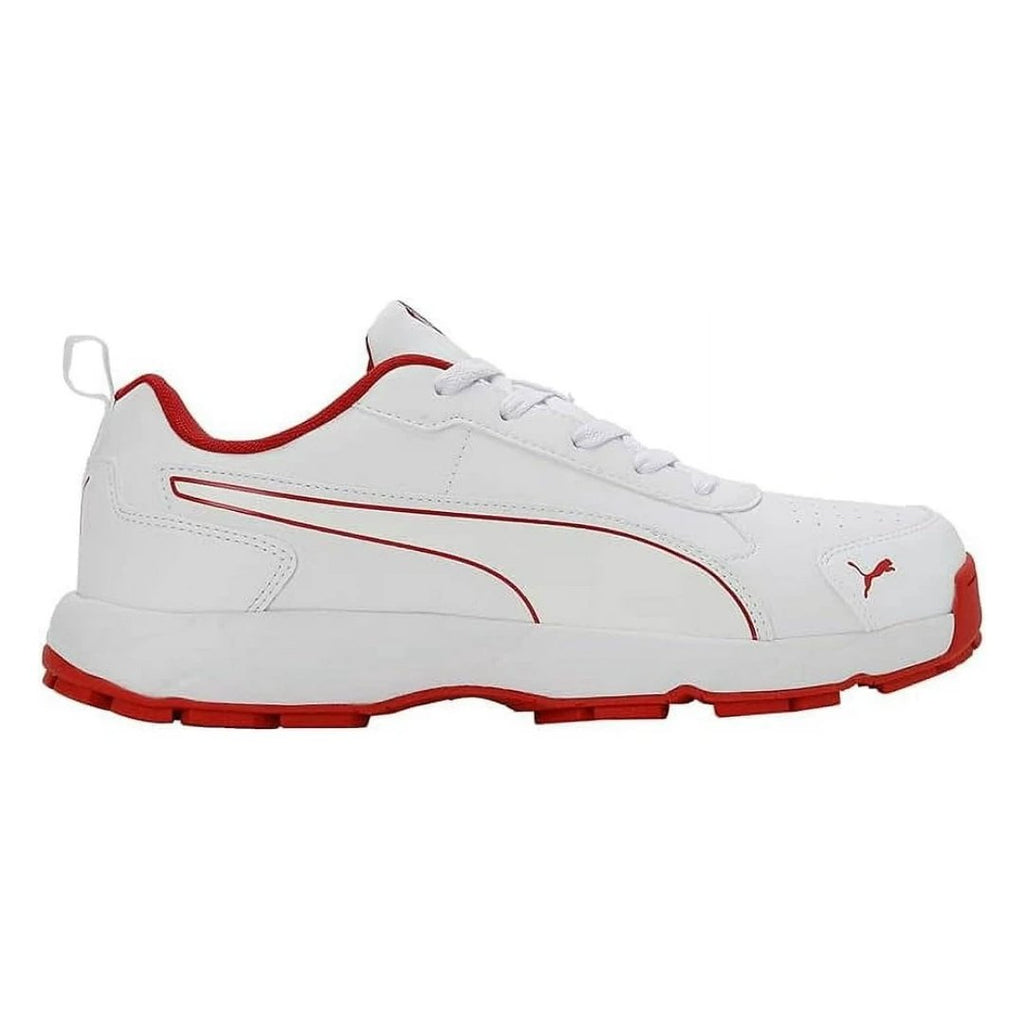 PUMA ClassiCat White - Grey Dawn - Red Blast Rubber Spikes Cricket Shoes - Shoes - Wiz Sports