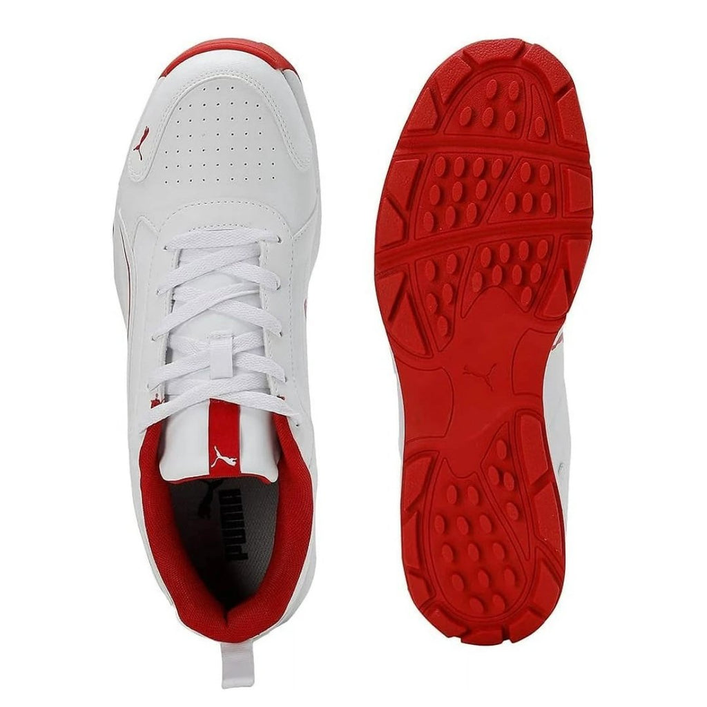 PUMA ClassiCat White - Grey Dawn - Red Blast Rubber Spikes Cricket Shoes - Shoes - Wiz Sports