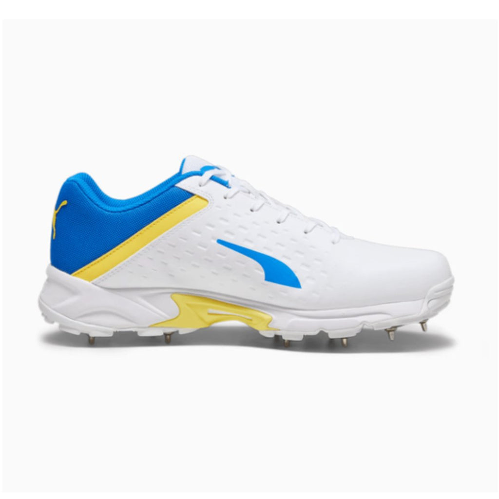 PUMA Spike 22.2 White - Yellow - Blaze Blue Men's Cricket Shoes - Shoes - Wiz Sports