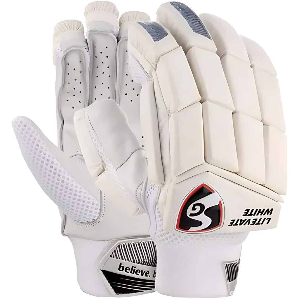 SG Litevate White Batting Gloves - Cricket Gloves - Wiz Sports