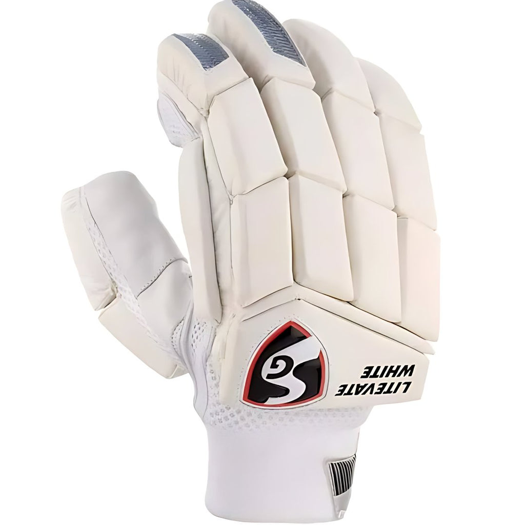 SG Litevate White Batting Gloves - Youth - Cricket Gloves - Wiz Sports