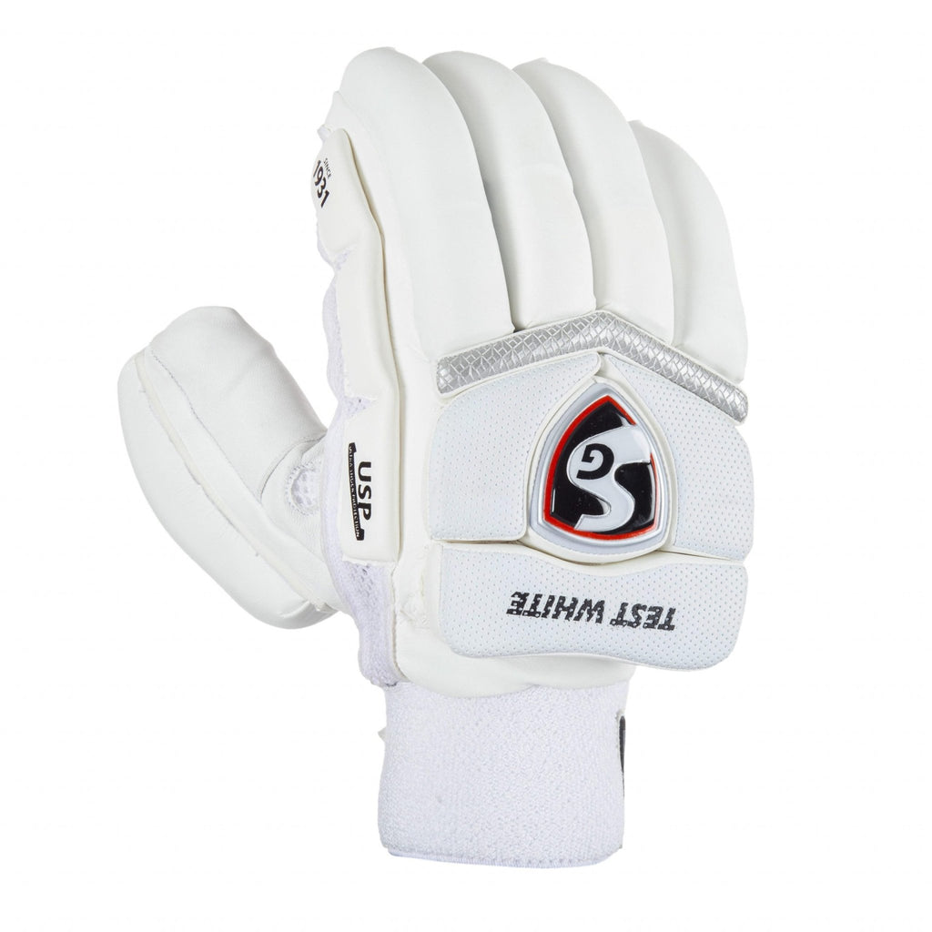 SG Test White with Premium Quality Cricket batting Gloves - Cricket Gloves - Wiz Sports