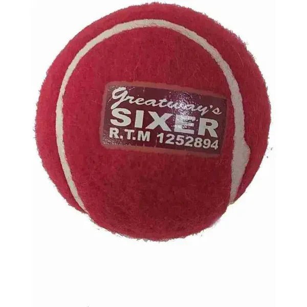 Sixer Hard Tennis Cricket Ball – Red | Built for Power & Precision - Cricket Balls - Wiz Sports