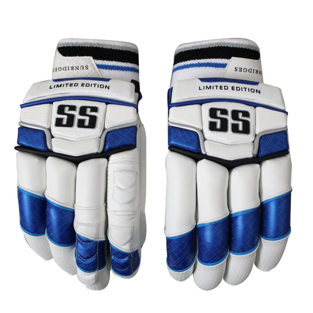 SS Limited Edition Batting Gloves White/Blue - Adult - Cricket Gloves - Wiz Sports