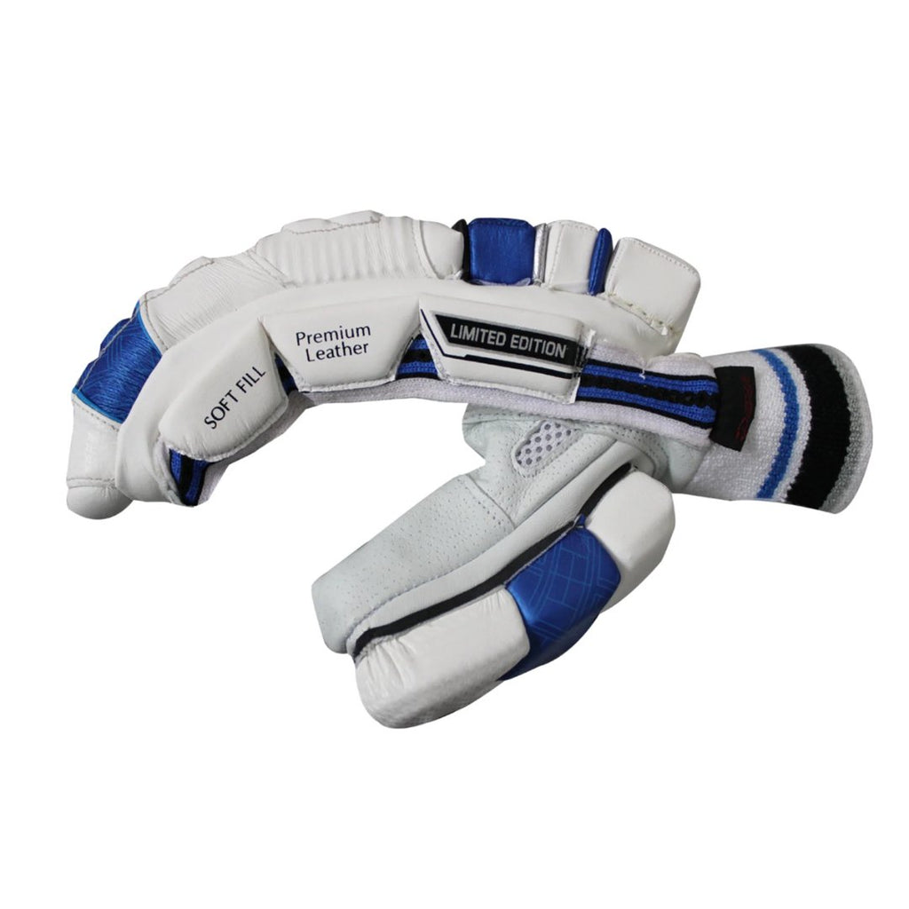 SS Limited Edition Batting Gloves White/Blue - Adult - Cricket Gloves - Wiz Sports