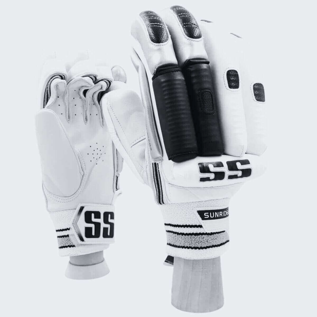 SS Players Batting Gloves Black/White - Adult - Cricket Gloves - Wiz Sports