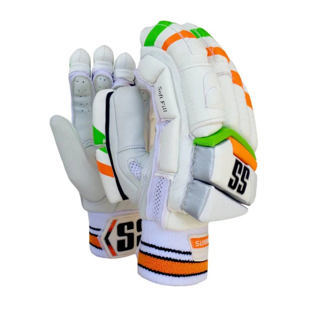 SS Super Test Cricket Batting Gloves Tri - colour (SKY Edition) - Cricket Gloves - Wiz Sports