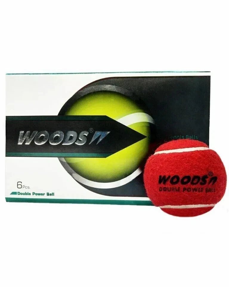 Woods Double Power Cricket Tennis Balls – Hard, Heavy | Pack of 6 - Cricket Balls - Wiz Sports