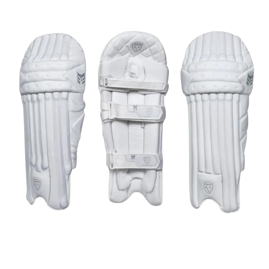 Armour Cricket Batting Leg Guard - Players Grade (White) - Cricket Leg Guards - Wiz Sports