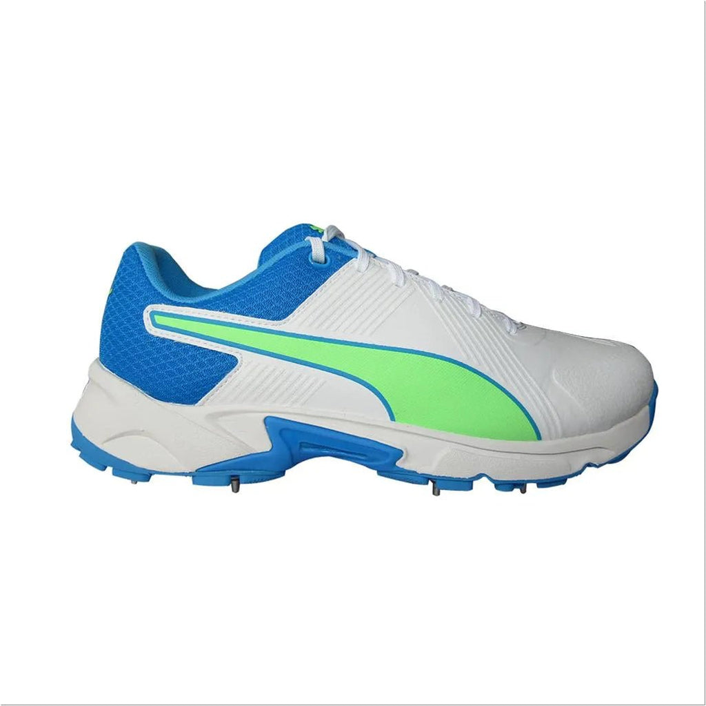 Puma 19.2 Spike Cricket Shoes Puma White Nrgy Blue Green - Shoes - Wiz Sports