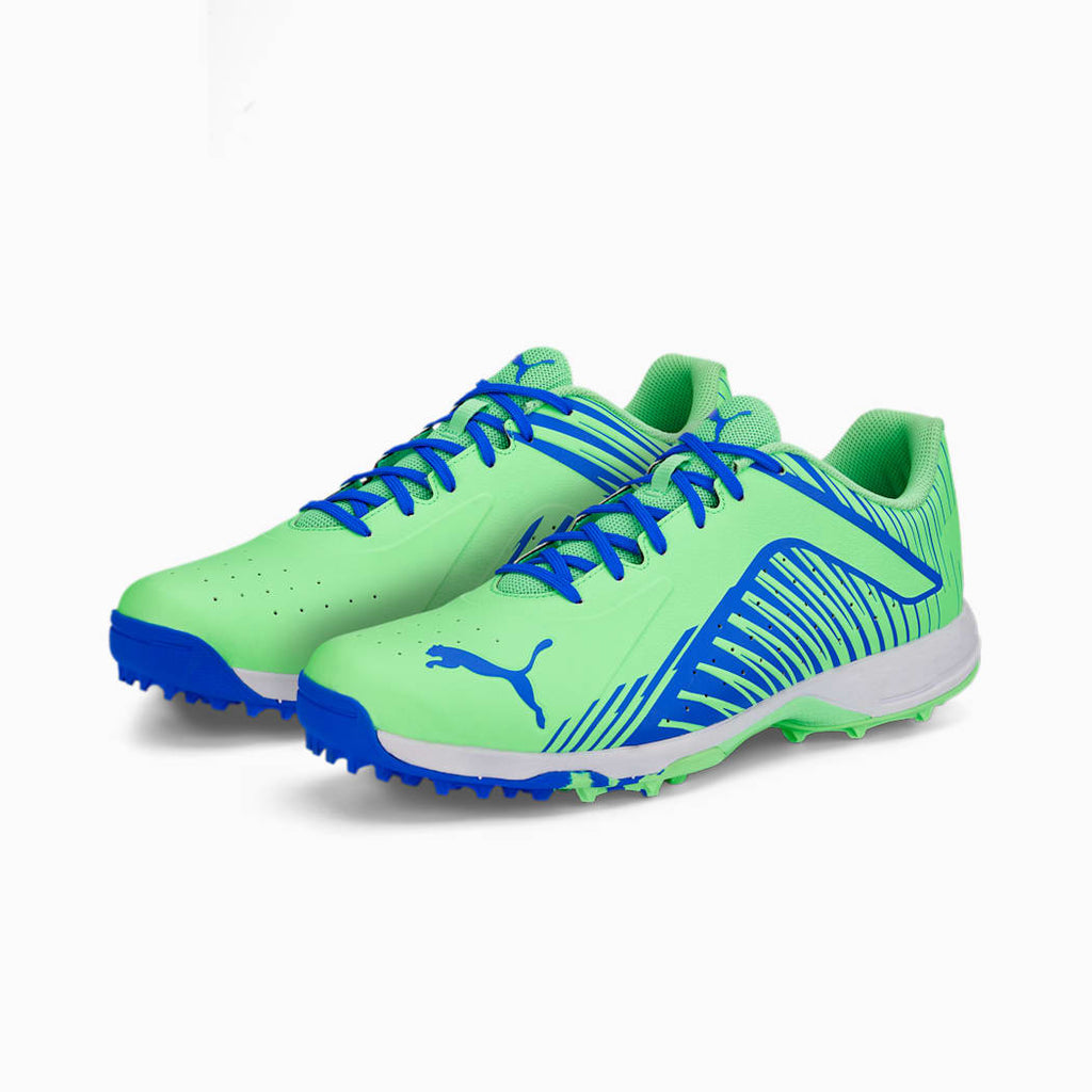 PUMA 22 FH Rubber Unisex Cricket Shoes - Elektro Green-Bluemazing-Puma White - Cricket Shoes - Wiz Sports