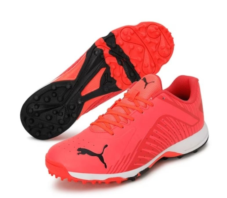 PUMA 22 FH Rubber Unisex Cricket Shoes (Fiery Coral-Puma Black-Poppy Red) - Cricket Shoes - Wiz Sports