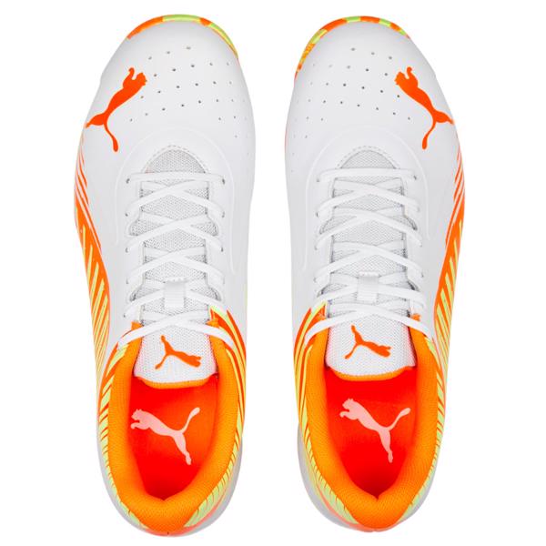 PUMA 22 FH Rubber Unisex Cricket Shoes - PUMA White-Ultra Orange-Fast Yellow - Cricket Shoes - Wiz Sports