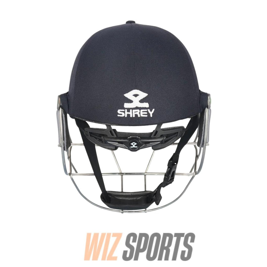 SHREY KOROYD HELMET WITH STEEL VISOR - SENIOR - NAVY - Cricket Helmets - Wiz Sports