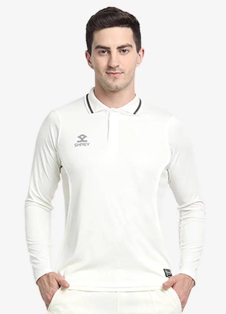 Shrey Premium Cricket Long Sleeve Shirt/Jersey (Cricket White) - Cricket Uniforms - Wiz Sports
