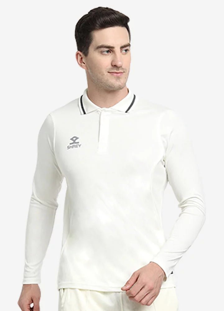 Shrey Premium Cricket Long Sleeve Shirt/Jersey (Cricket White) - Cricket Uniforms - Wiz Sports